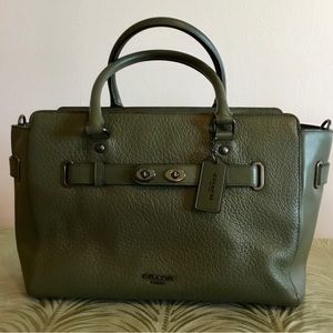 COACH F35689 Army Green Blake Carryall Leather Satchel/Shoulder Purse Crossbody